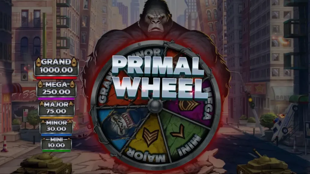 Tampilan layar slot Primal Rampage di perangkat seluler